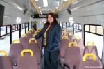 Assistant Borough Manager Elizabeth Gray checks out one of the new MASCOT buses.