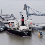 The JP Azure in 2010, the deepest draft vessel ever in Cook Inlet was accommodated easily at the deep draft dock of Port MacKenzie.