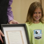 4th Grader Aubrey Virgin receiving her award