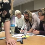 Chair Shirley Mills, Borough Clerk Lonnie McKechnie, and Tereasa Thompson, Canvass Board Members verifying final counts.